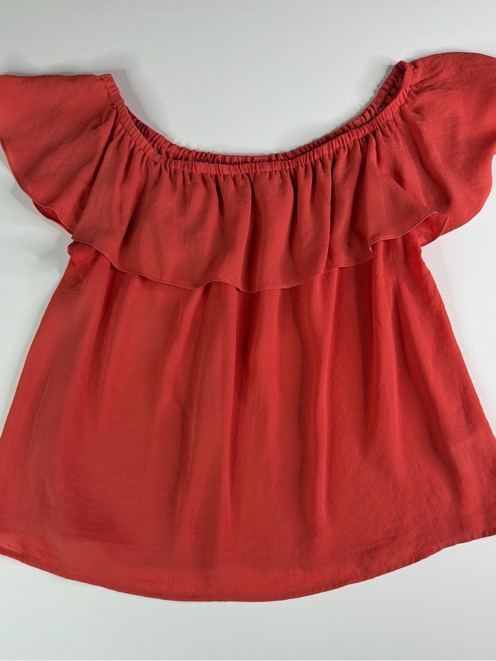 Maeve Women’s Off-Shoulder Ruffle Top - Coral Red